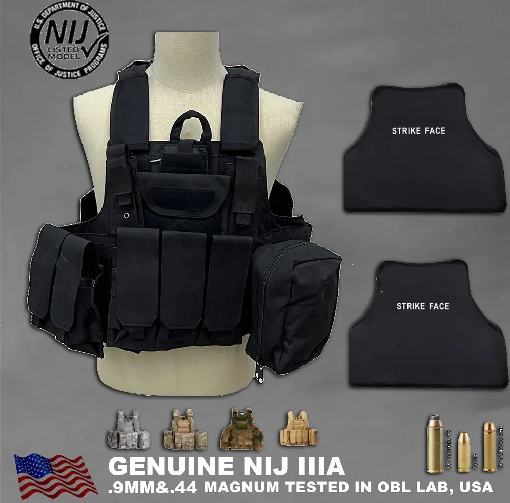 NIJ IIIA-portador de caza de 9MM, equipo táctico al aire libre, chaleco de combate militar de entrenamiento reprogramable desmontable multifuncional