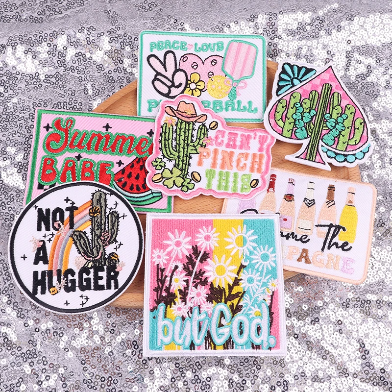 Insignias de verano, parches bordados para chaqueta, estilo playero, parches para planchar para ropa, parche térmico, parche bordado de vaquero MAMA - imagen 3