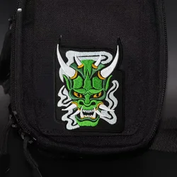 Parche de máscara de fantasma verde, insignia bordada de moral táctica, gancho y bucle, mochila militar, ropa, pegatina decorativa, brazalete