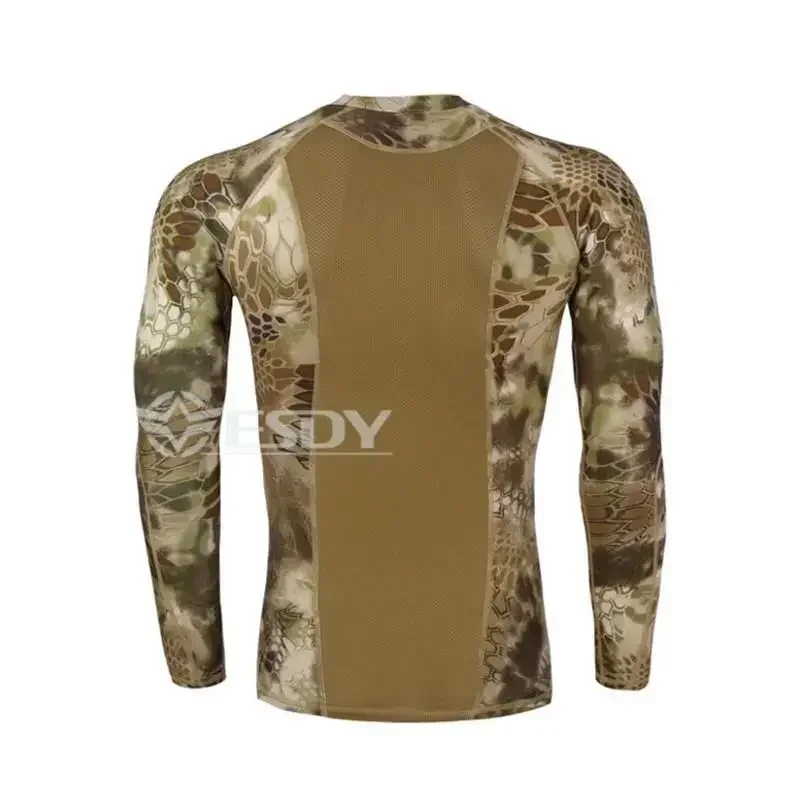 Camiseta de camuflaje militar de manga larga de verano para hombre, camiseta de combate militar táctico, ropa de caza de camuflaje de secado rápido, camiseta informal con cuello redondo - imagen 4