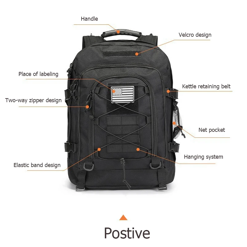 Mochila táctica con sistema Mole, equipo de combate del Ejército, Camping al aire libre, senderismo, mochila de viaje, entrenamiento militar - imagen 5