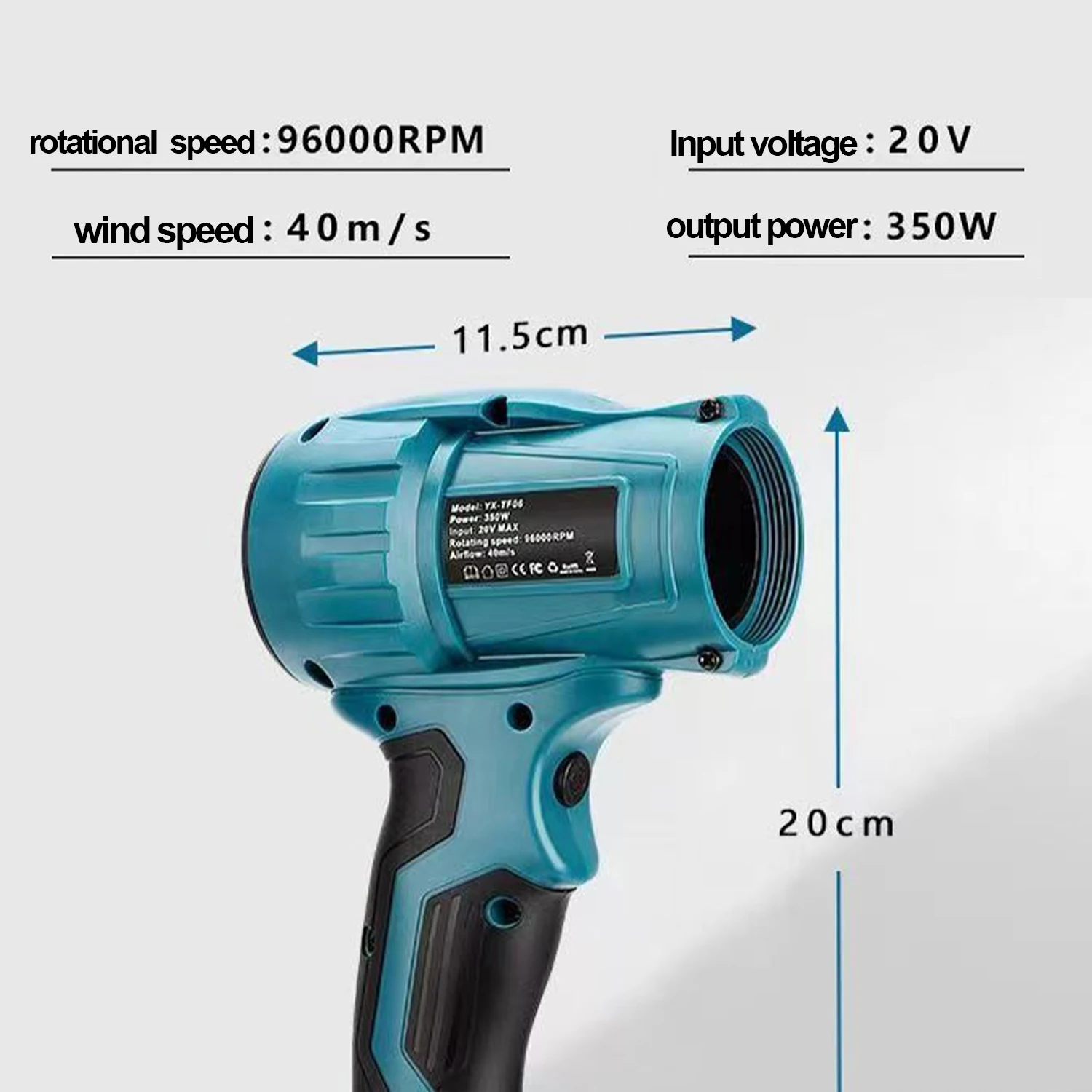 Ventilador Turbo Jet de alta potencia, secador de soplado multifuncional de mano, soplador de hojas para el hogar, soplador de polvo para coche, batería de 18-20V, nuevo - imagen 2
