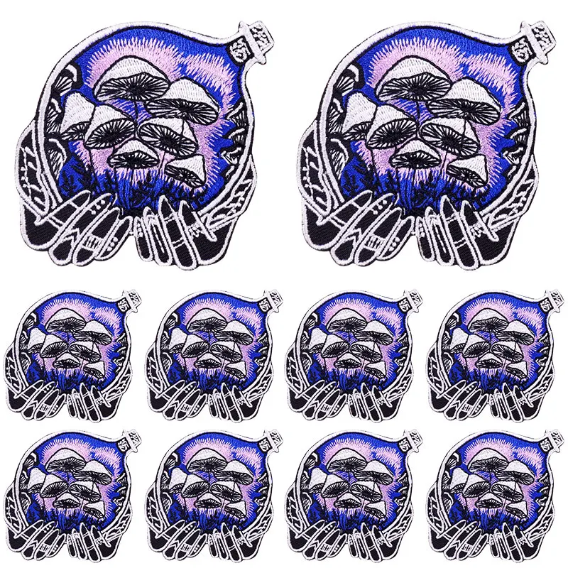 Prajna 10 unids/lote parche bordado de calavera Punk parches para planchar para ropa DIY parches de esqueleto de roca en ropa pegatinas para planchar - imagen 5
