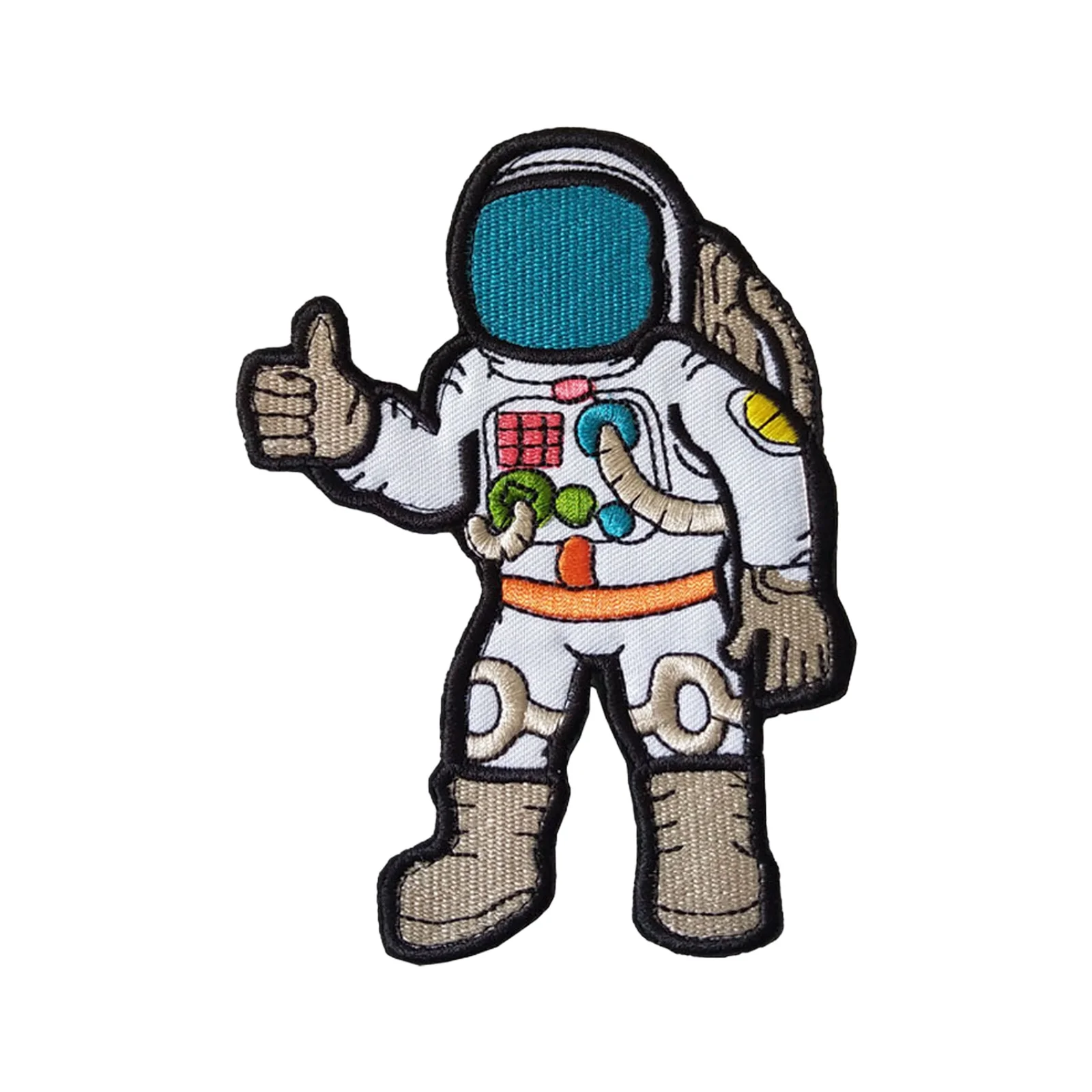 Parche de Velcros de pulgar hacia arriba de astronauta, insignia bordada con cierre de gancho y bucle divertido para mochila táctica Molle, chaqueta, gorras