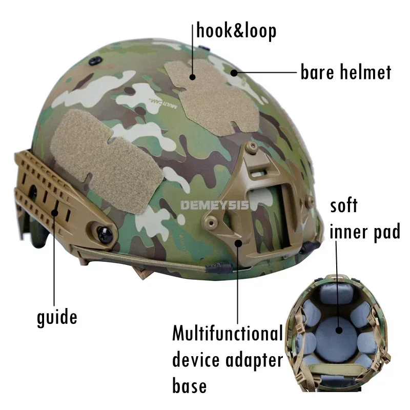 Casco táctico, cascos Airsoft semi cubiertos, protección de cabeza de seguridad, casco de tiro de caza para deportes de Paintball - imagen 5