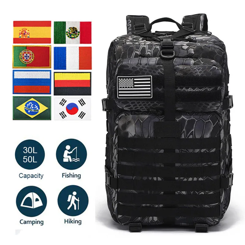 Mochila táctica de camuflaje militar para hombre y mujer, accesorios de caza, bolsa de asalto Molle del ejército, 30L/50L 3P - imagen 2