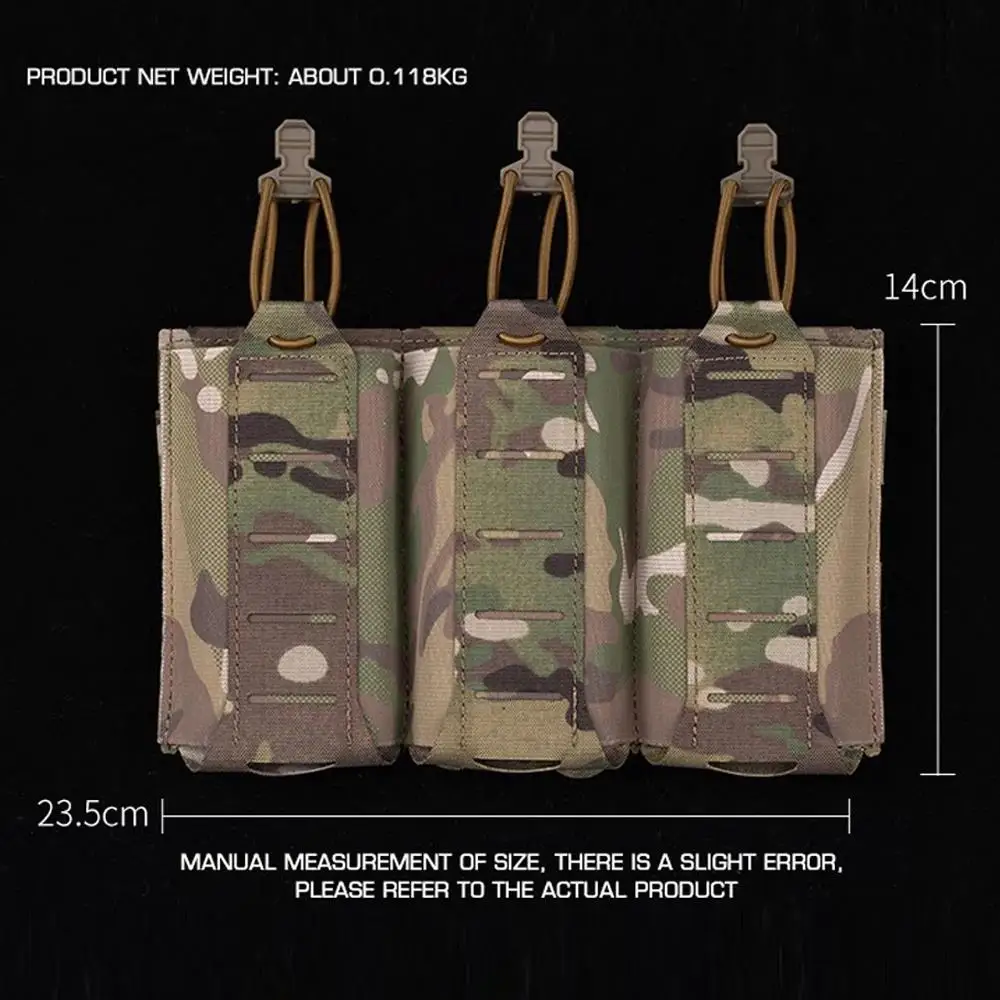 Bolsa táctica Molle Triple para revistas, ligera, 556 762, soporte elástico para Rifle de tiro, chaleco de caza, Panel frontal, equipo Airsoft - imagen 3