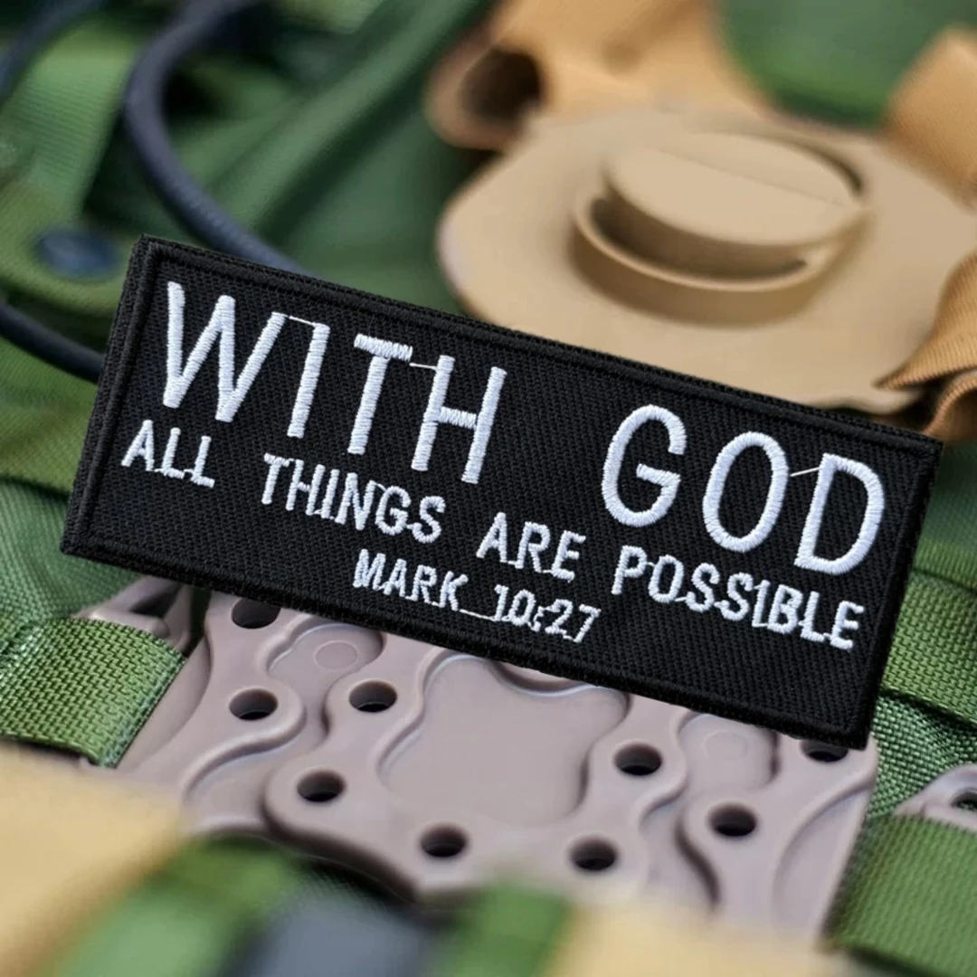 MARK 10:7, parches de gancho y bucle bordados para versículo bíblico para ropa, insignia de moral militar, pegatina decorativa para mochila táctica - imagen 2