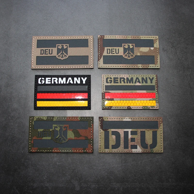 Insignia reflectante IR con bandera alemana cortada con láser CAMO DEU escudo moral brazalete alemán versión alemana chaqueta Camou mochila HookPatch - imagen 4