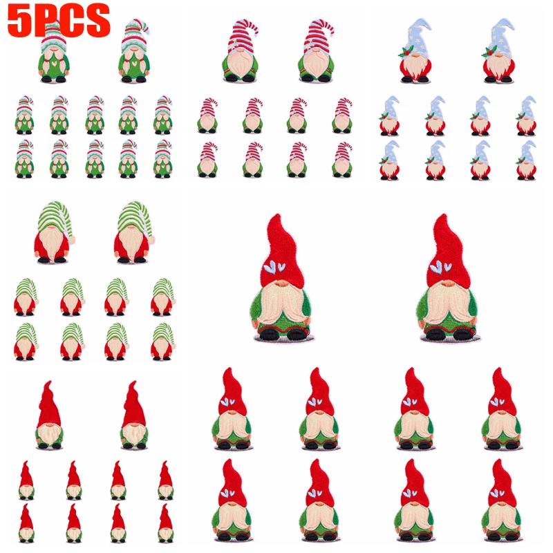 5 unids/set nuevos parches bordados de Papá Noel parches para planchar para ropa DIY parche de dibujos animados mochila sombreros coser pegatina bordada