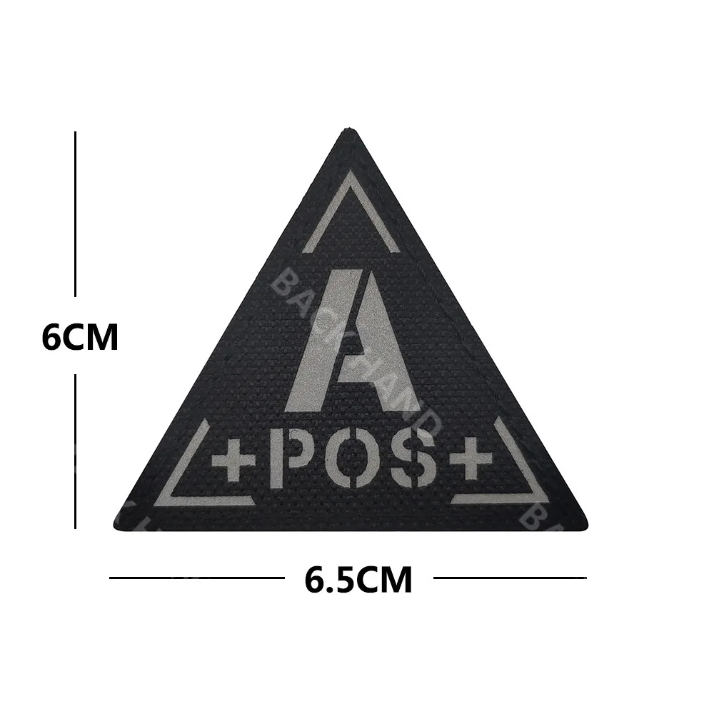 Parches de tipo de sangre infrarrojo en la oscuridad, A + B + O + AB + POS, parche IR positivo, insignia militar CP invertida con bucle de gancho - imagen 2