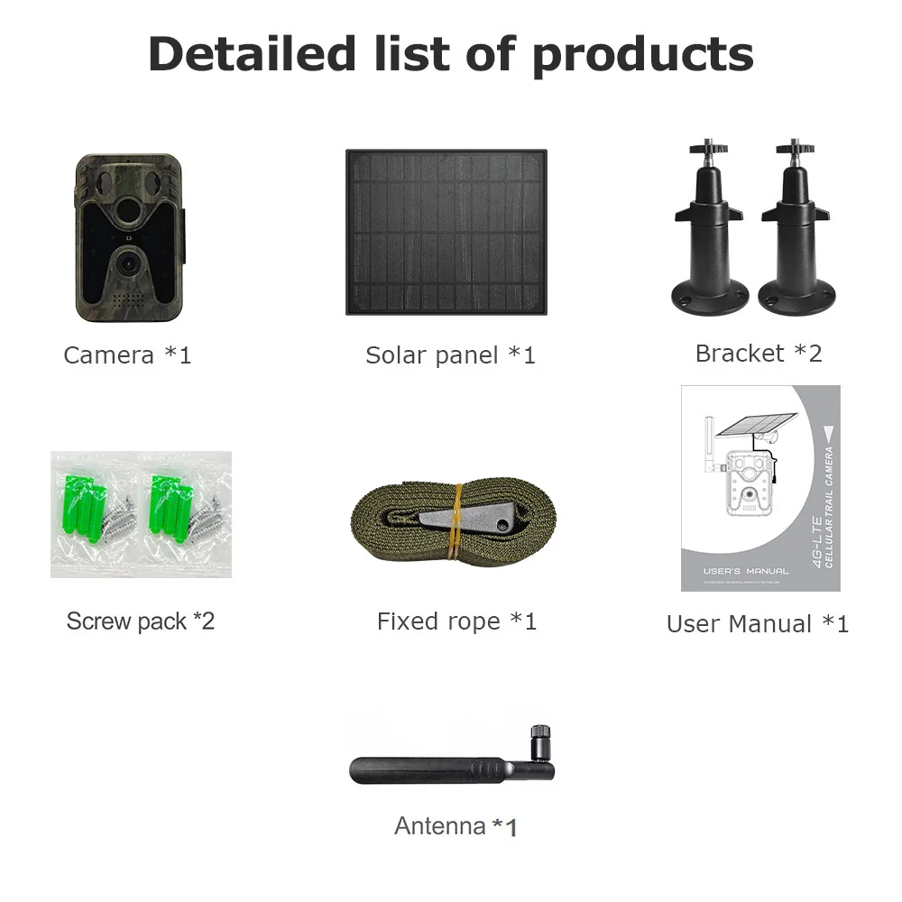 Cámara de rastreo 4G-LTE, batería Solar de 4MP, dispositivo de visión nocturna de caza 3PIR, alarma de detección de movimiento, cámara CCTV de seguridad para exteriores de 2,7K - imagen 5