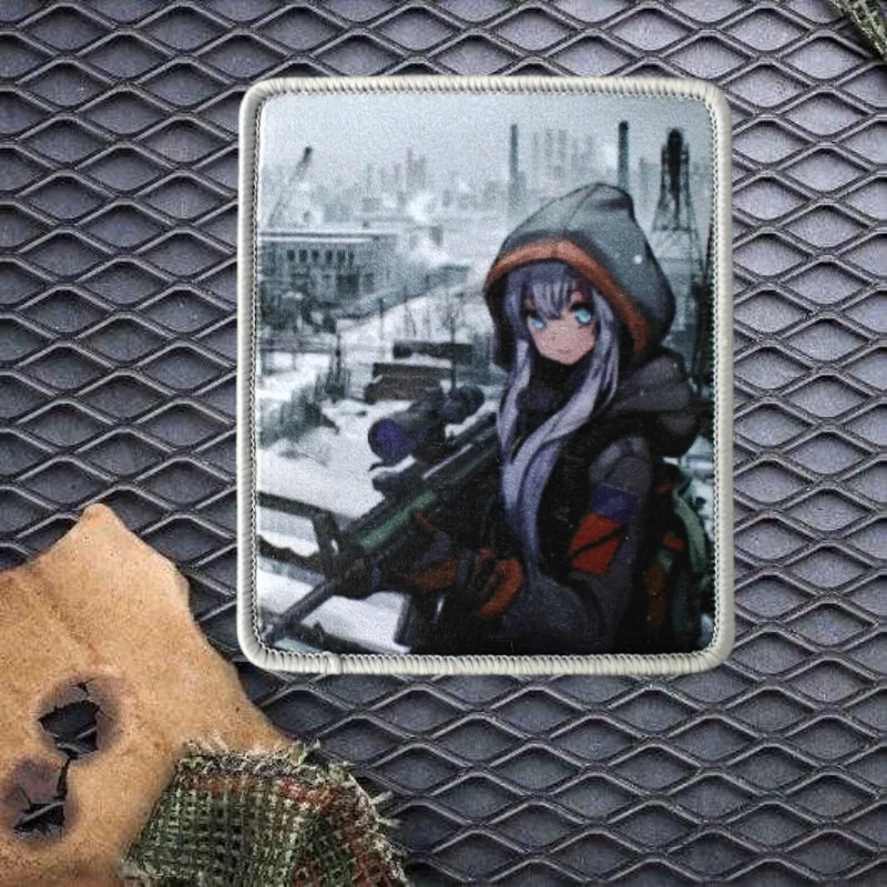 Parche con estampado de Anime de primera línea para niña, insignia de moral táctica con gancho y bucle, pegatinas decorativas para mochila, parches para brazalete para ropa - imagen 2