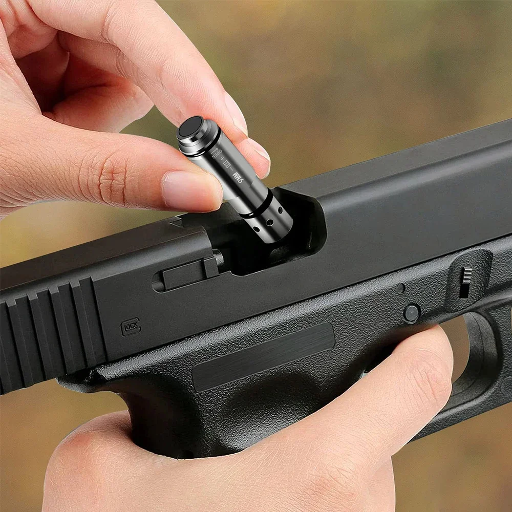 Cartucho de entrenamiento láser verde, calibre 9x19mm, entrenamiento láser táctico, vista de orificio de bala para práctica de entrenamiento de fuego seco - imagen 5