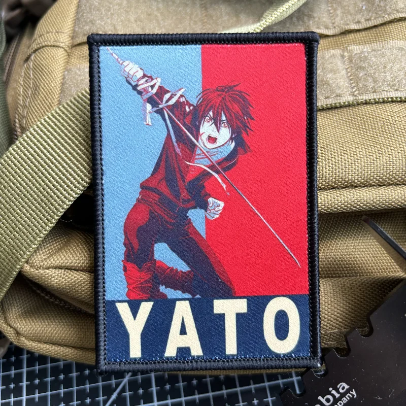 Insignia de moral YATO de Anime, parches de personaje de dibujos animados Noragami, Impresión de gancho y bucle, apliques de pegatina de mochila táctica samurái - imagen 3