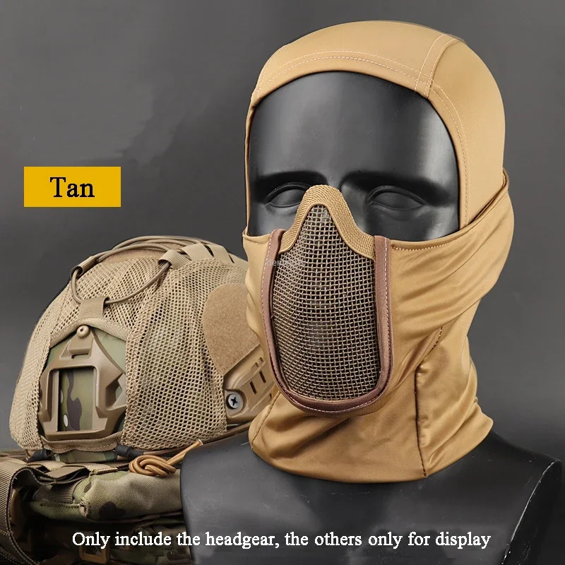 Pasamontañas táctico máscara de malla Airsoft Paintball protección facial completa capucha estilo Ninja máscara de Metal de acero diseño plegable - imagen 4