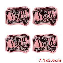 Parche bordado termoadhesivo dólar y dinero rosa, coser o planchar