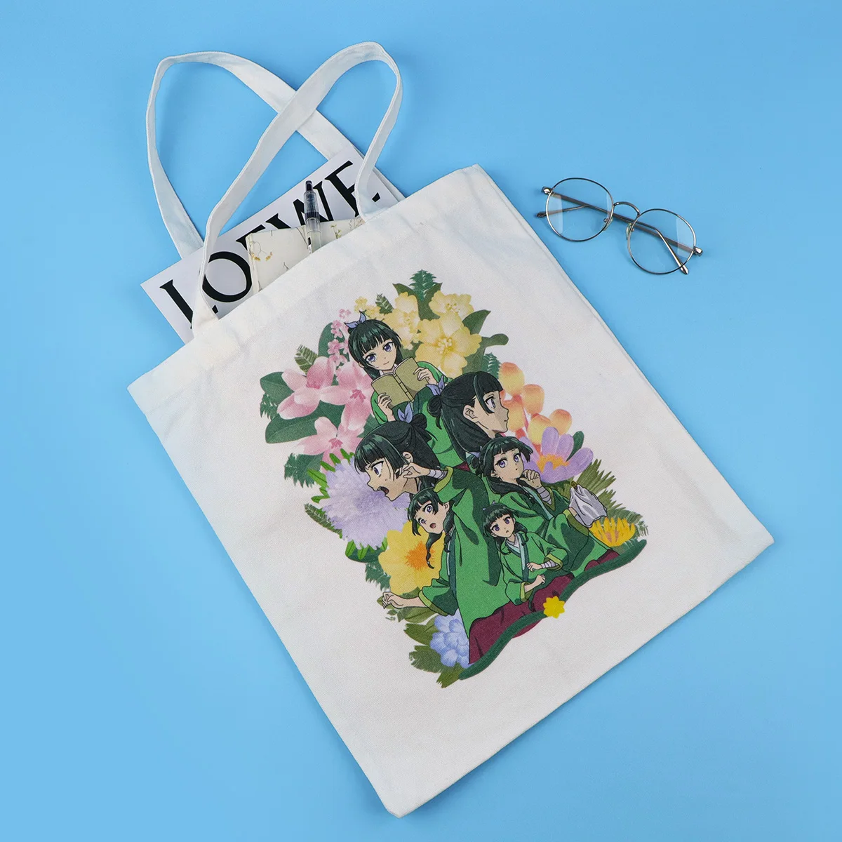 Bolso de mano de Chica de Anime, bolsos de hombro para mujer, bolso de compras Vintage, bolso de mano de lona informal de gran capacidad