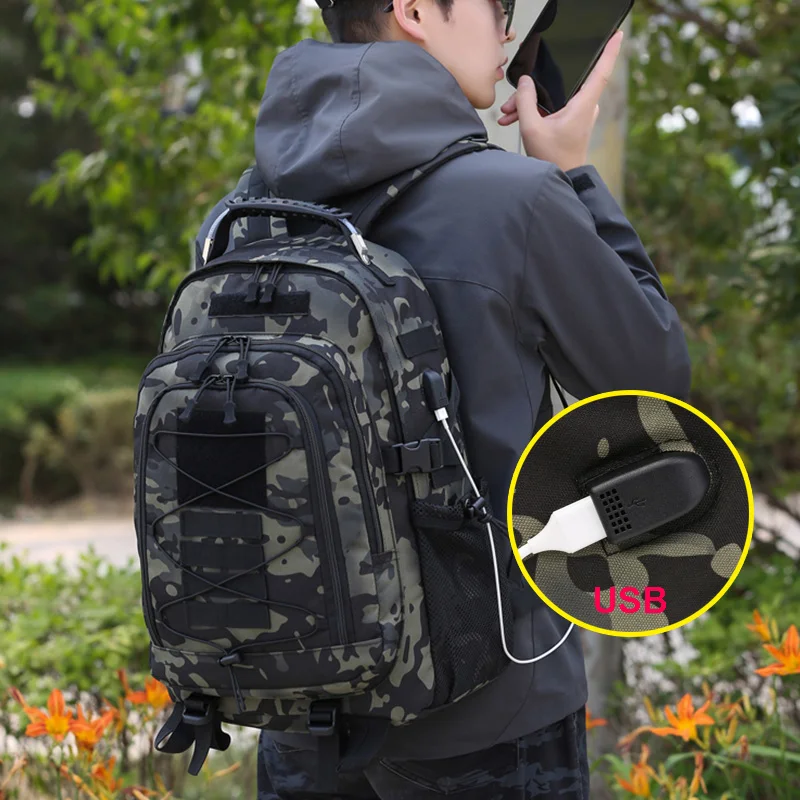 Mochila táctica militar con USB, morral de asalto Molle 3P para exteriores, viaje, senderismo, Camping, caza, escalada, portátil, XA3A, 50L - imagen 4