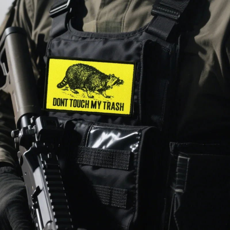 NO TOUCH MY TRASH Opossum parche impreso chaleco táctico gancho y bucle sombrero moral insignia mochila pegatina brazalete parches para ropa