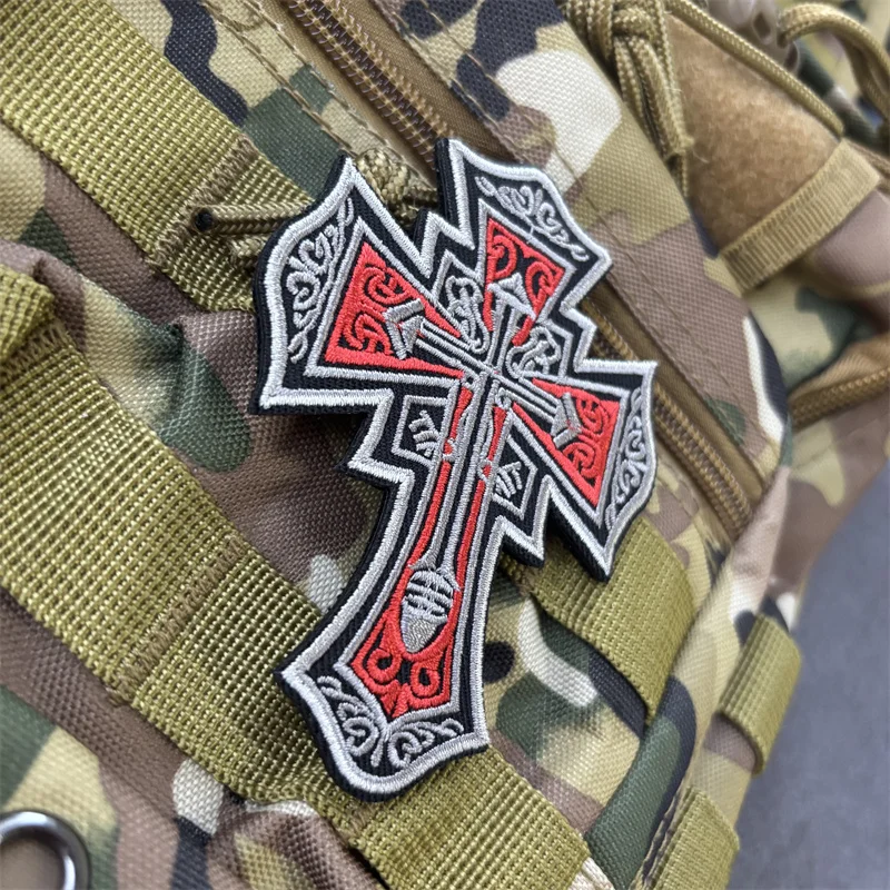 Parche bordado táctico "Cruza templaria" para ropa, insignia de moral, parches con gancho, pegatinas para mochila, brazalete - imagen 3