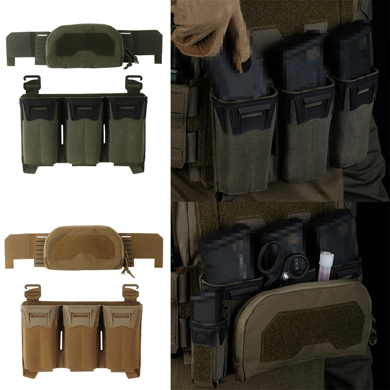 Bolsa táctica multicalibre Triple para revistas, bolsa de administrador de segunda capa para M4 556 de largo, 9mm Mag Aifsoft, portador de placa frontal