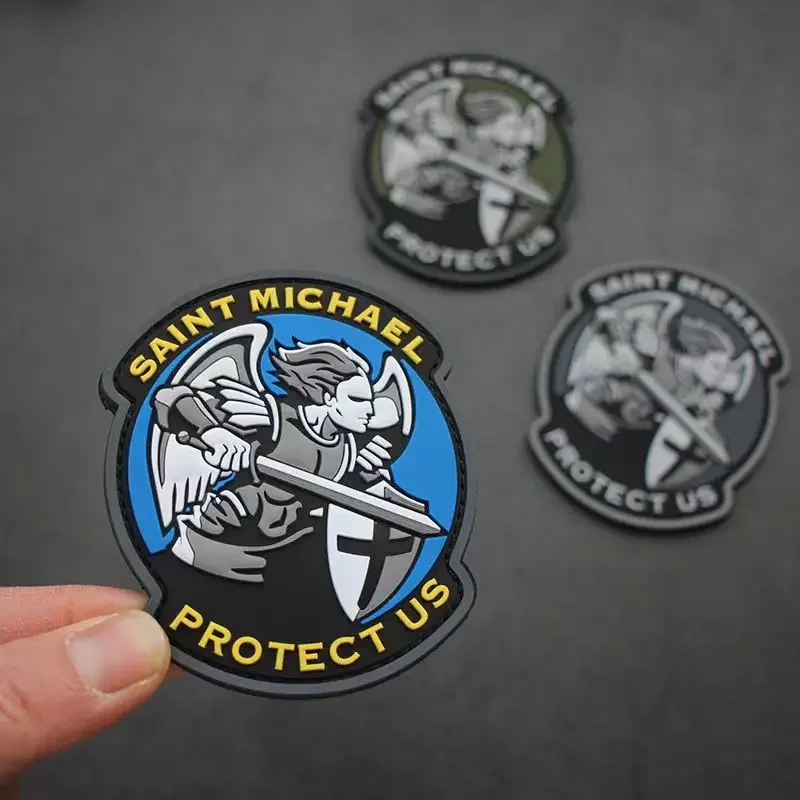 Saint Michael Protect Us Gancho e laço roupas táticas mochila remendo de PVC acessório tático selo masculino - imagen 4