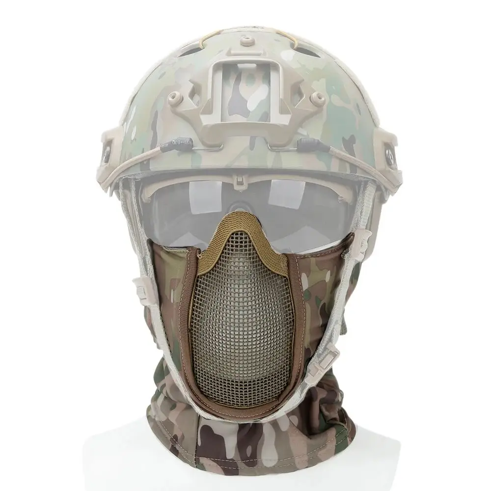 Máscara táctica de malla de cara completa pasamontañas Airsoft Paintball máscara de Halloween CS juego caza ciclismo casco protector forro gorra - imagen 5