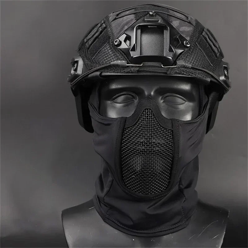 ERQYGRA-mascarilla táctica para caza y ciclismo, casco protector de seguridad, gorra deportiva, malla de acero, Paintball, equipo de tiro CS al aire libre - imagen 5