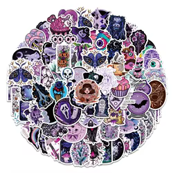 Pegatinas de vinilo de dibujos animados para coche, calcomanías de dibujos animados góticos, Bruja malvada, fantasma, equipaje, guitarra, nevera, Scooter, Halloween, 50/100 piezas