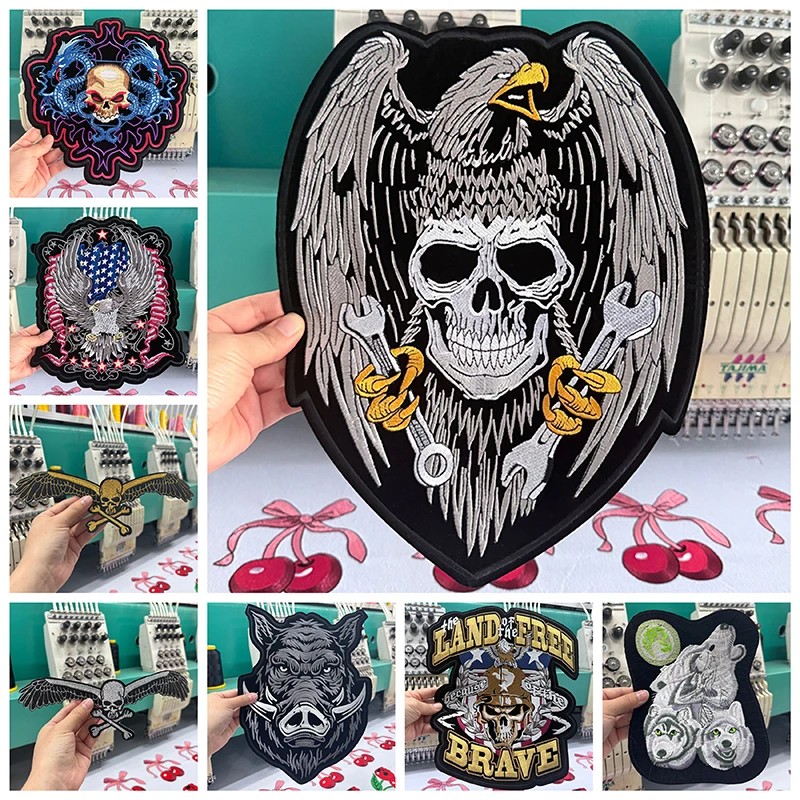 Parches termoadhesivos para planchar en pista de motocicleta, parche para ropa LIVE TO RIDE Biker, parche táctico trasero grande bordado DIY - imagen 2