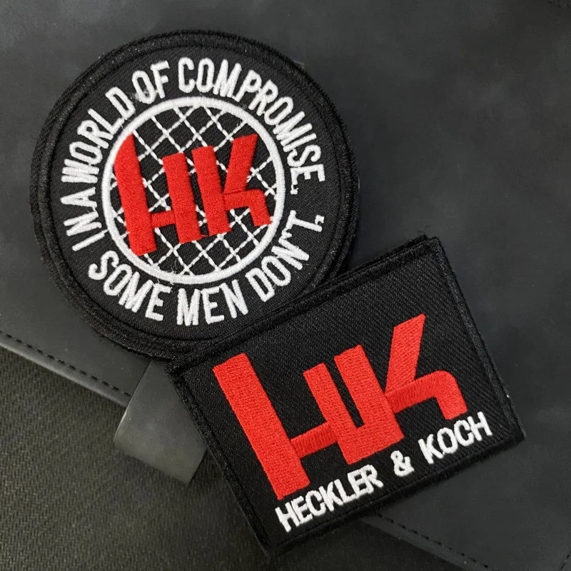 Parche de gancho y bucle bordado de HK, insignia de moral de Heckler y Koch, algunos hombres no en un mundo de compromiso, pegatina para mochila táctica - imagen 2