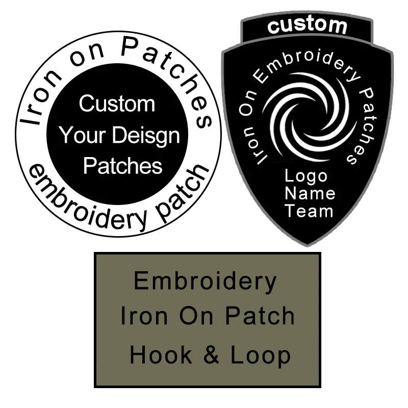 10 unids/set un diseño parche personalizado bordado hierro en parches o parches de gancho y bucle te hace nombre/logotipo/personalidad del texto cualquier forma - imagen 5