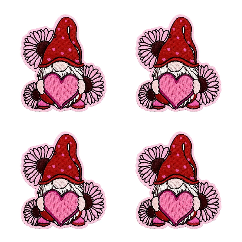 10 unids/set de parches bordados de la serie de dibujos animados rosas, parche para el Día de San Valentín, parches para planchar para ropa, chaquetas, pantalones vaqueros, mochila - imagen 3