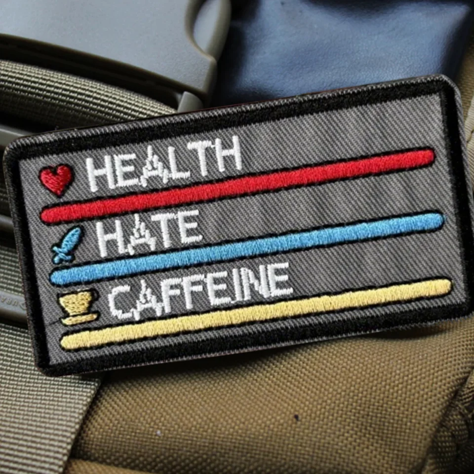 Parche táctico bordado "salud, ódio, cafeína", brazalete divertido con gancho y bucle, insignia de moral militar, pegatinas para ropa y mochila - imagen 5