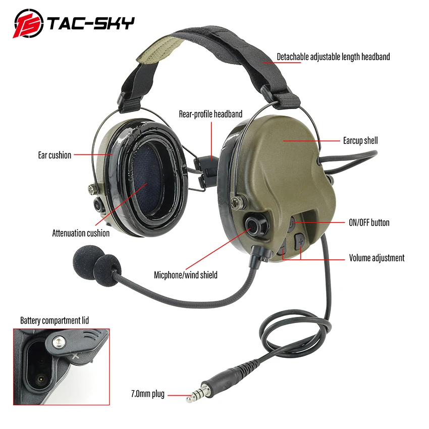 TS TAC-SKY Chip Digital táctico DSP H302 auriculares modulares protección auditiva táctica auriculares con cancelación de ruido - imagen 4