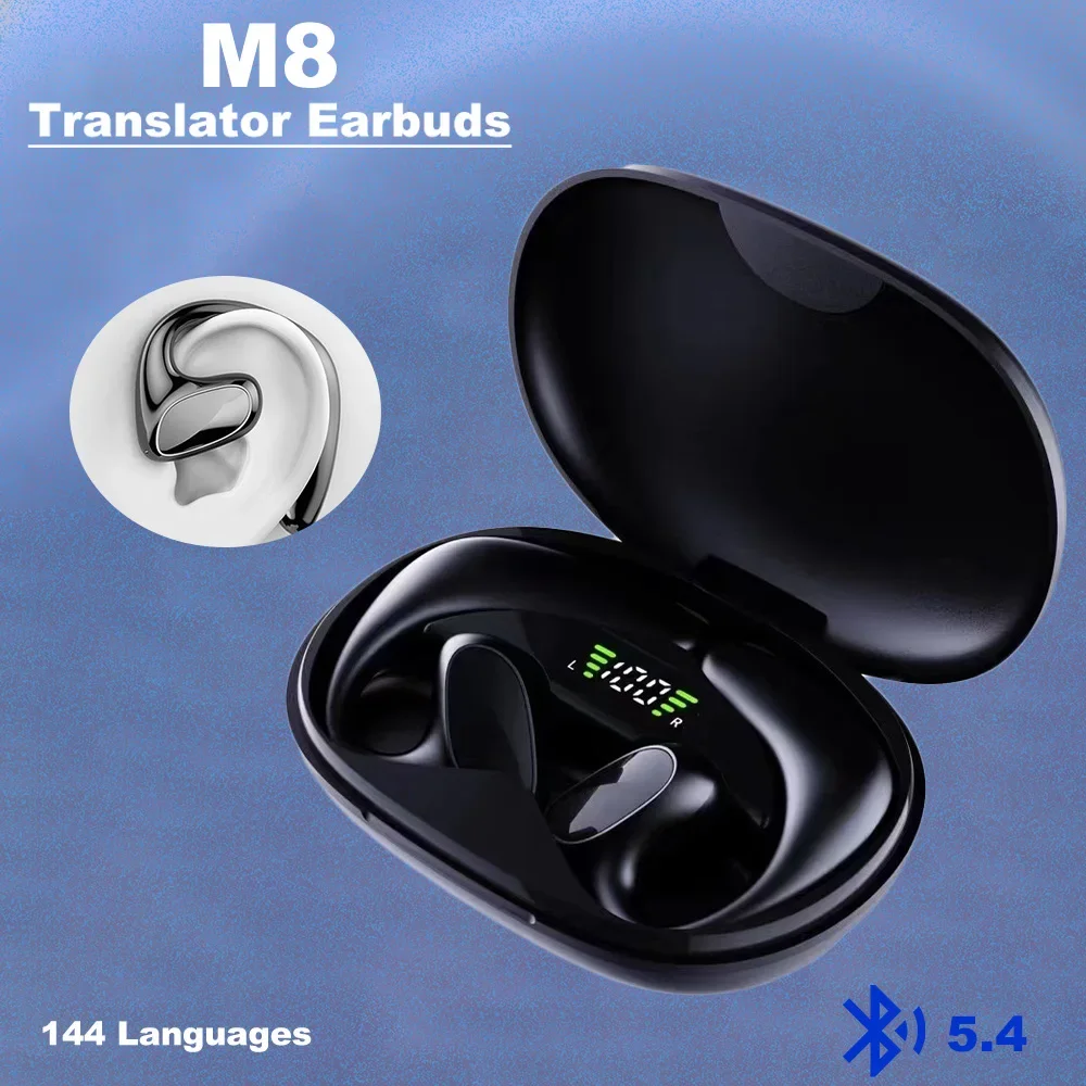 Nuevos auriculares traductores de idiomas M8 inteligentes 144 idiomas dispositivo traductor bidireccional inalámbrico Bluetooth de alta precisión