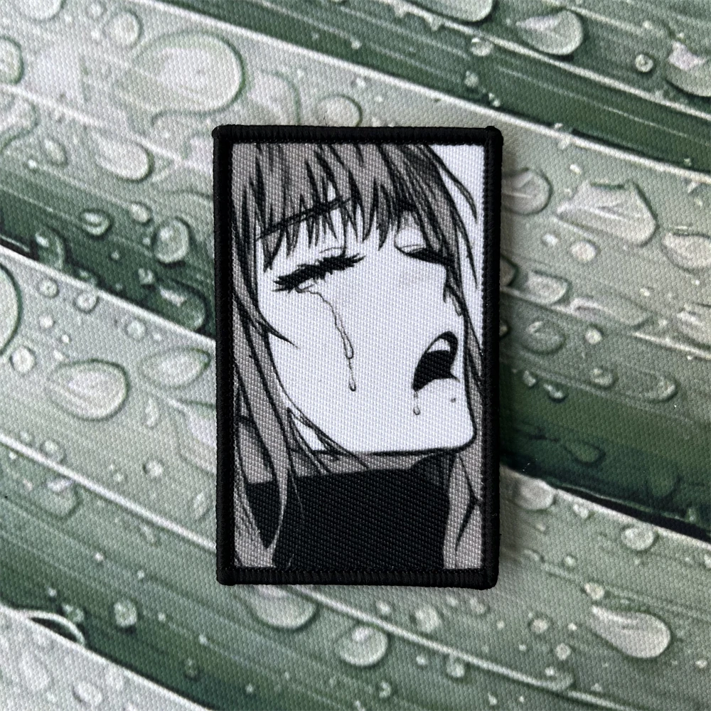 Parches de Chica de Anime, juego de dibujos animados Eye Kill, insignia militar de moral táctica, parches de gancho y bucle, pegatinas de decoración impresas para mochila - imagen 2