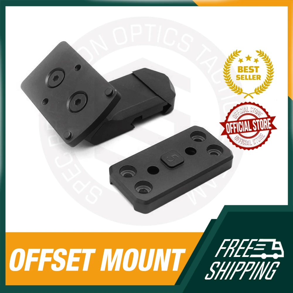 Montaje óptico táctico Offset RM45 con placa de 2 piezas para placa de punto rojo FDE y Color negro en Stock, Riel de 20mm