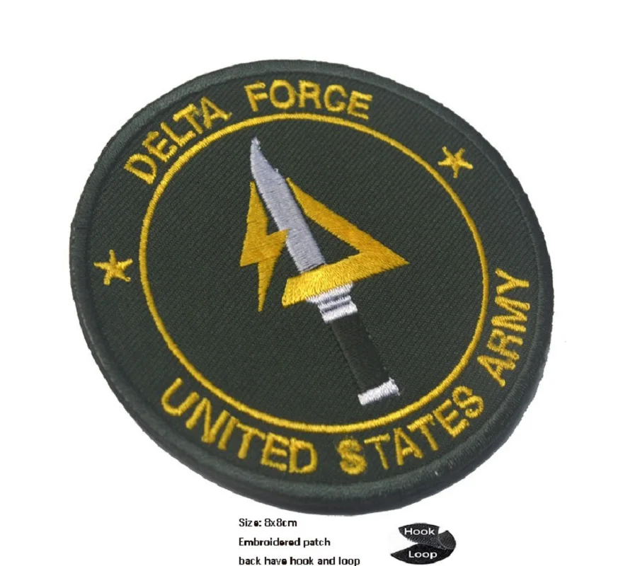 Parche bordado verde militar Delta creativo para exteriores, insignia de mochila con gancho y lazo para ropa - imagen 5