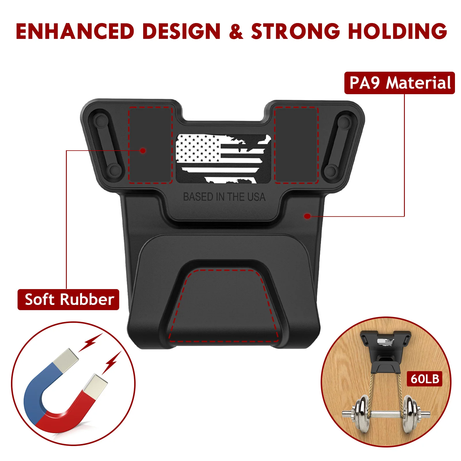 Soporte magnético de nailon con dispositivo de protección de gatillo de seguridad, soporte de exhibición montado en la pared, soporte magnético para pistola - imagen 4