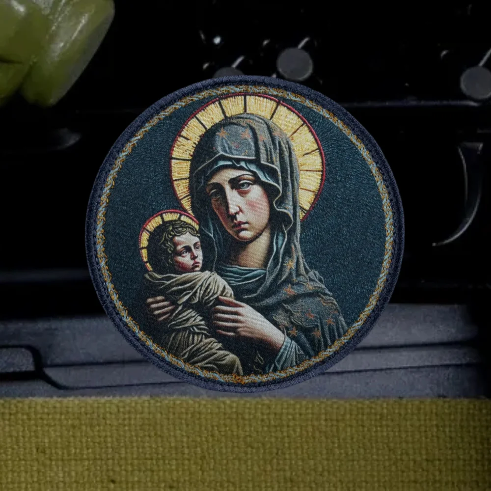 Accesorios "Virgen de Dios" para parches tácticos, gancho de impresión y bucle, insignia de mamá enojada, escudo militar, mochila, pegatina para ropa - imagen 3