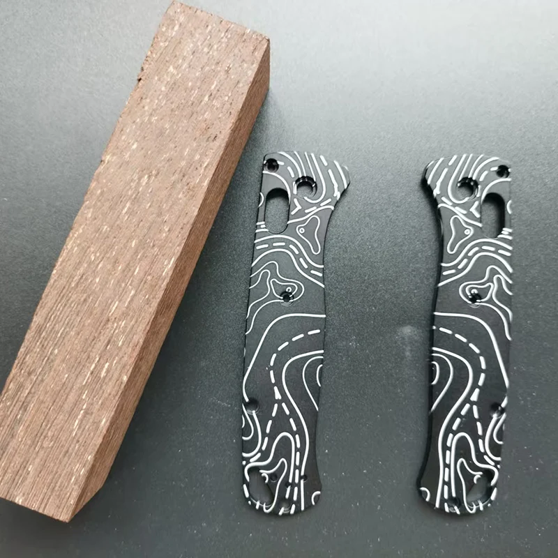 Patrón de línea de contorno, cuchillo de superficie de oxidación, básculas con mango de aluminio para cuchillos Bugout 535, agarre, accesorios para hacer bricolaje - imagen 4