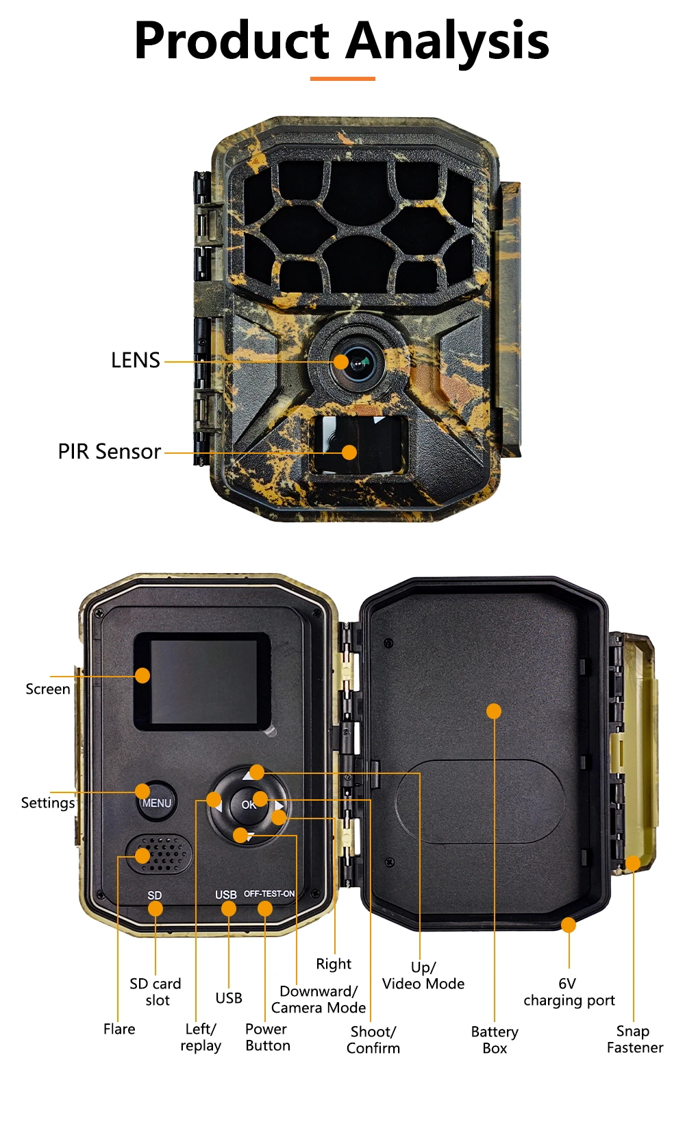 Cámara de rastreo Wifi IP66 para exteriores, 8K, 60MP, visión nocturna de vida silvestre, cámara con Panel Solar de movimiento PIR con batería de 7800Mah para caza - imagen 5