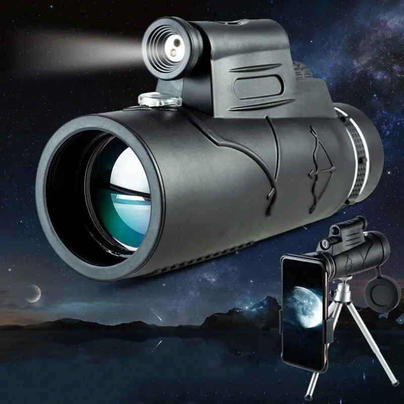 Potente telescopio Monocular HD de largo alcance, Zoom con trípode, Clip para teléfono, caza al aire libre, Camping, turismo, 50x60 - imagen 2