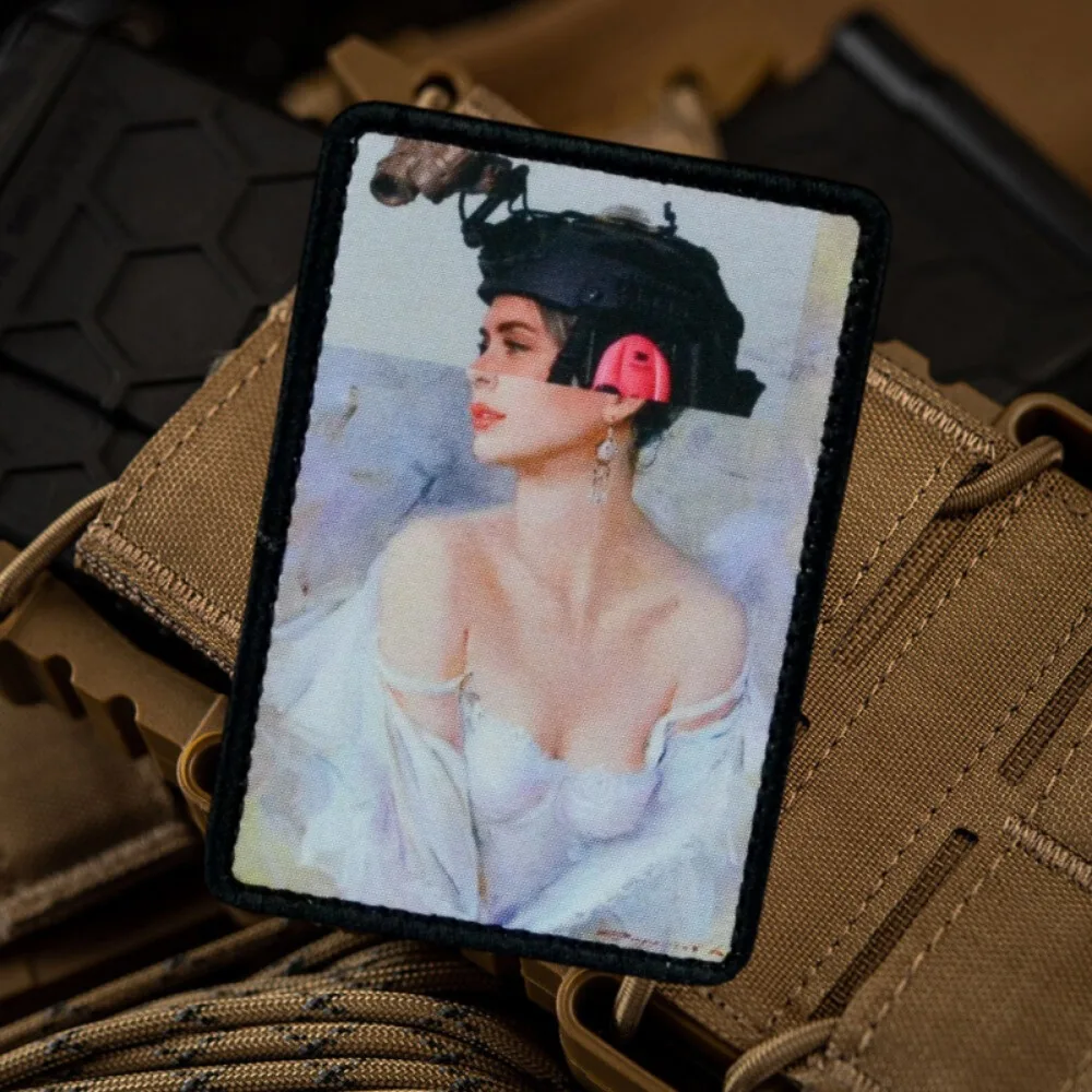 Parche de belleza de visión nocturna, brazalete de moral militar, parches tácticos de gancho y bucle, apliques de combate "Fuego recto", pegatinas para mochila - imagen 5