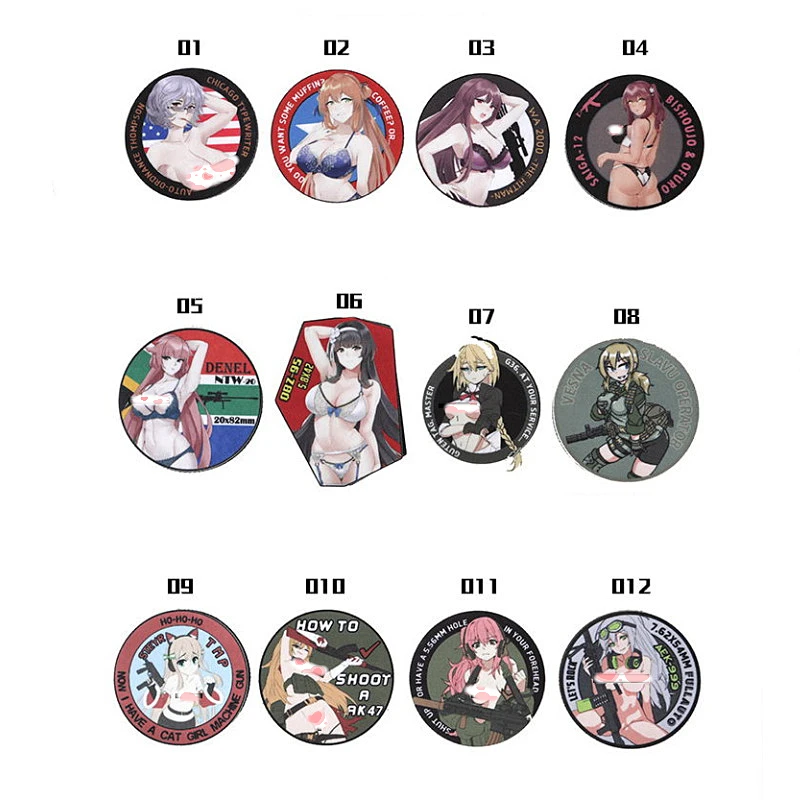 Parche Sexy de pelo largo para niñas, brazalete de brazos de pistola, elemento cuadrático, chaleco armado, pegatinas de mochila militar táctica - imagen 2