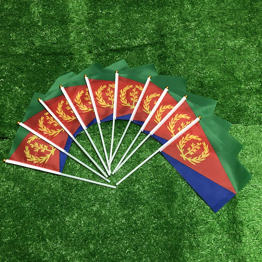 Bandera de Eritrea de poliéster con asta de plástico para decoración - imagen 2