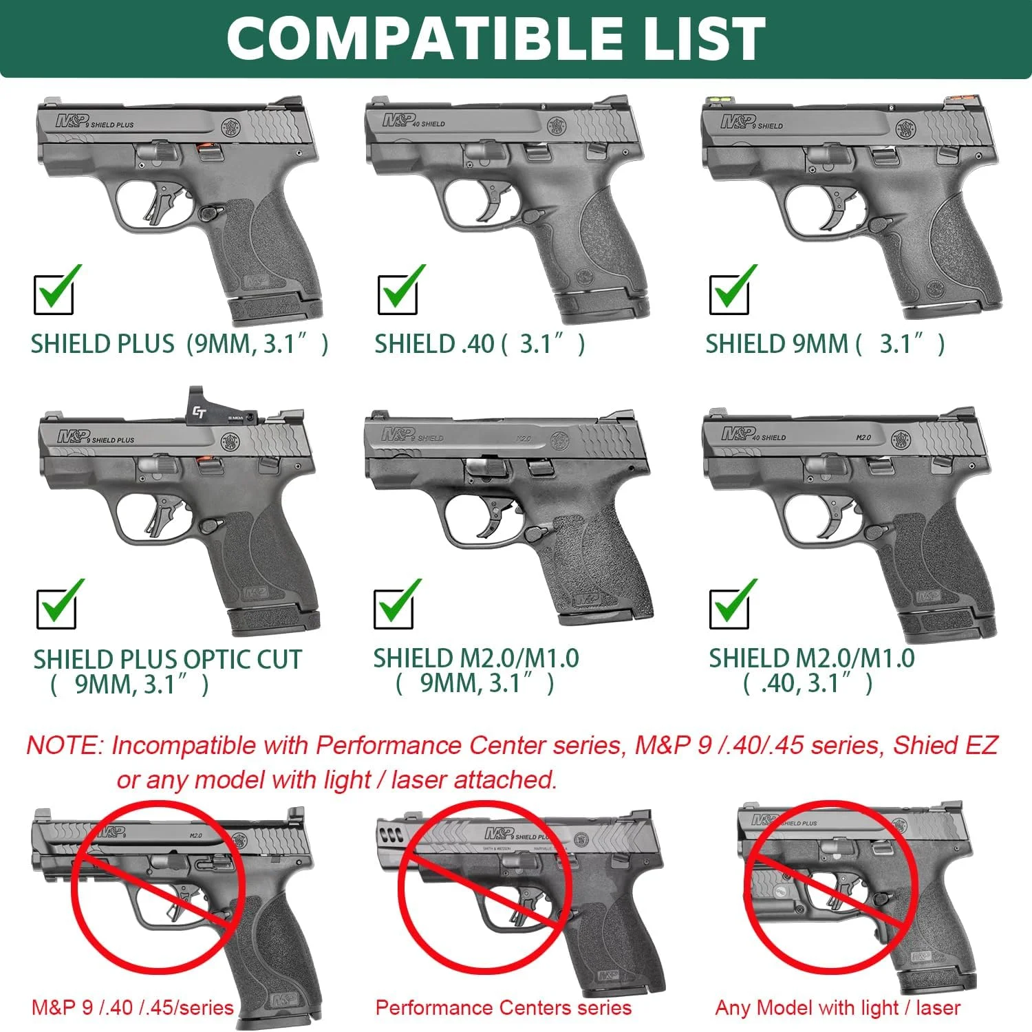 Solo se ajusta a S & W M & P Shield Plus/ Shield M2.0/M & P Shield 3,1 ", no para Shield EZ, funda táctica OWB Kydex, mano derecha - imagen 2