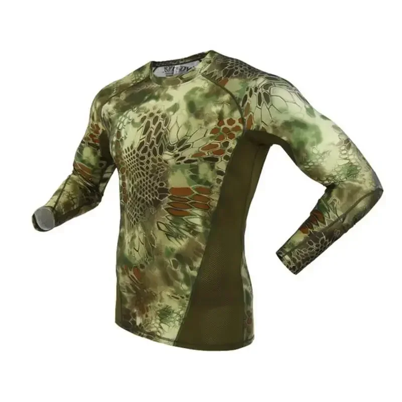 Camiseta de camuflaje militar de manga larga de verano para hombre, camiseta de combate militar táctico, ropa de caza de camuflaje de secado rápido, camiseta informal con cuello redondo - imagen 2